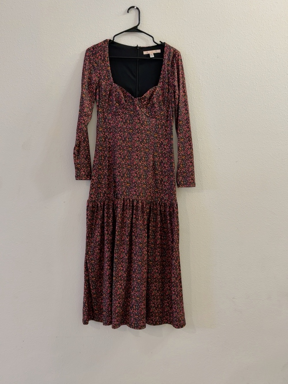 Hutch Long-Sleeve Floral Midi Dress in Burgundy Multi - Picture 3 of 3